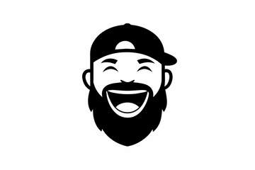 silhouette Human black and white face logo on white background 