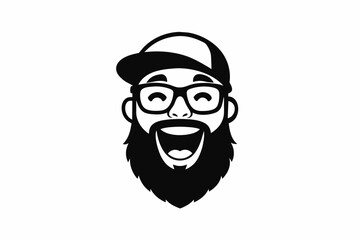 silhouette Human black and white face logo on white background 