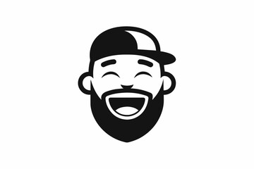 silhouette Human black and white face logo on white background 