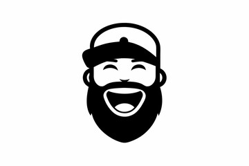 silhouette Human black and white face logo on white background 