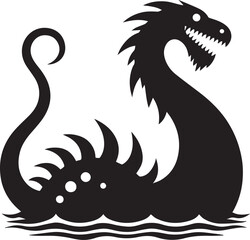 Loch Ness Monster vector silhoutte illustration logo art