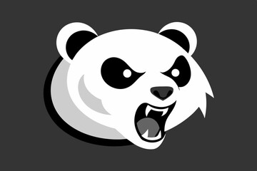 the scary panda logo vector design illustration on white background 
