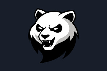 the scary panda logo vector design illustration on white background 