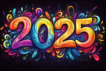 Obraz premium New year and Christmas 2017. Colored figures of on a black background