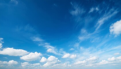 Fototapeta premium Blue Sky with Clouds-A clear, blue sky with soft clouds, offering plenty of space for text overlays, inspirational quotes, or product placement in an airy, open setting