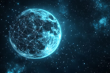 Obraz premium Abstract digital background featuring a moon, with a focus on its luminous and celestial qualities.