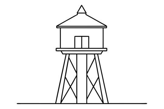 recommend clip art:  Water tower line art vector illustration