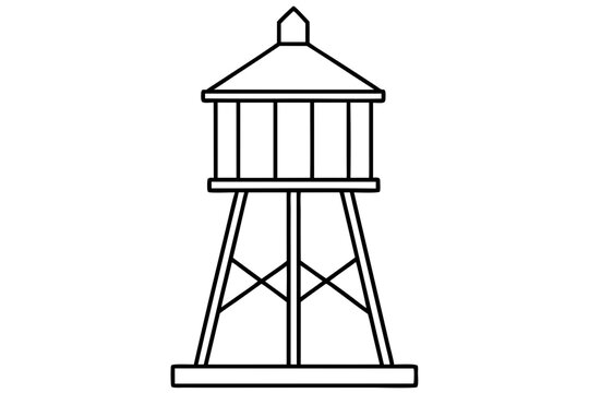 recommend clip art:  Water tower line art vector illustration