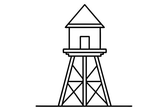 recommend clip art:  Water tower line art vector illustration