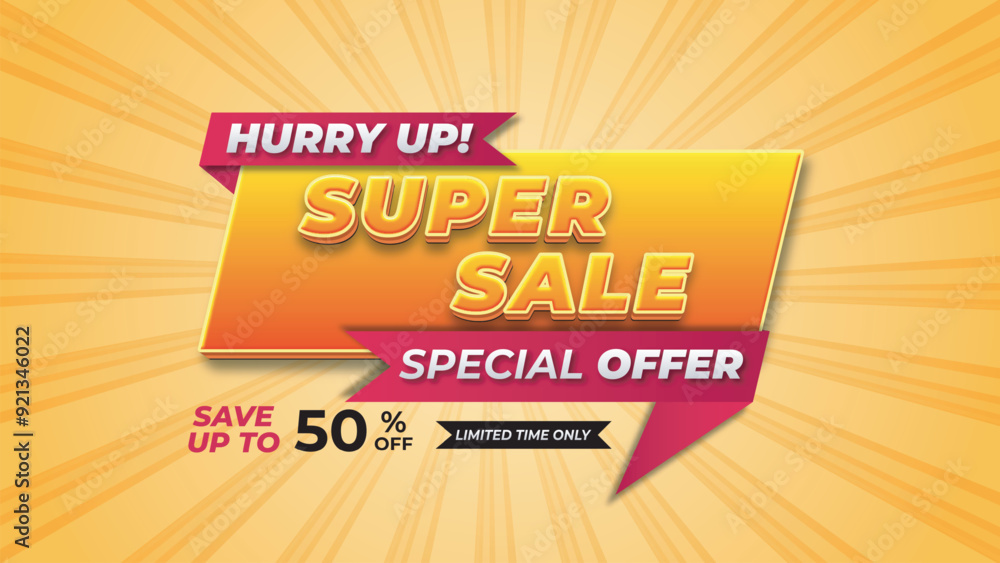 Wall mural Hurry up special offer super sale save up to 50% off limited time only sale advertising template design