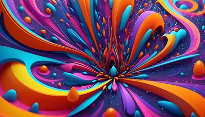 Vivid Neon Drops Burst in a Kaleidoscope of Abstract Fluid Art