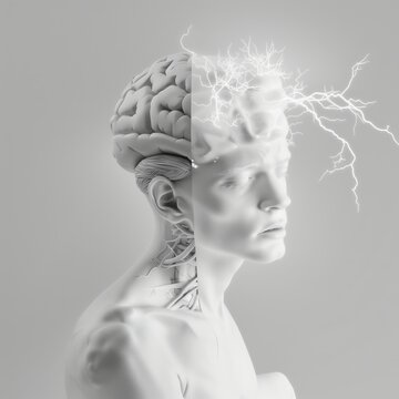Conceptual image of man's brain and nervous system