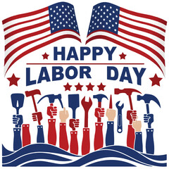 A poster for the day Happy labor day poster illustrations.Premium vector happy labor day