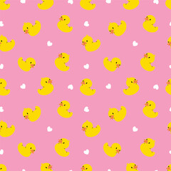 Yellow duck seamless pattern vector background.