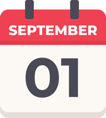 September 01 - Daily Calendar Icon in flat design style