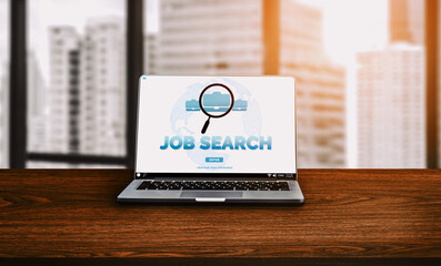 Human Resources Recruitment and People Networking Concept. Modern graphic interface showing...