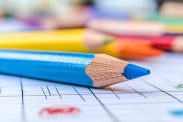 Colorful Pencils on Paper with Doodles