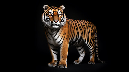 Fototapeta premium Majestic Tiger Standing on Black Background