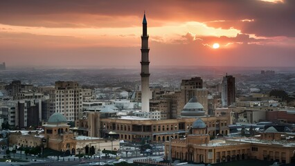 Fototapeta premium sunset over the muslim city