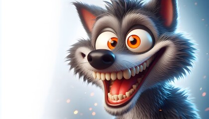 Obraz premium Crazy wolf cartoon