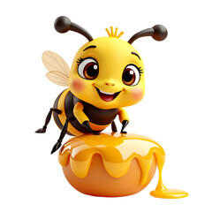 3D bee cartoon character isolated on the white background 