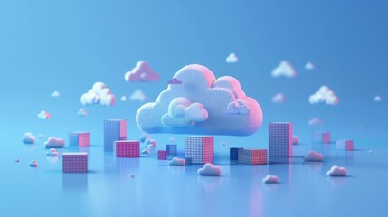 3d concept of big data cloud storage