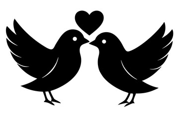 Love bird silhouette vector art illustration