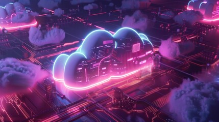 3d concept of big data cloud storage