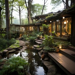 Fototapeta premium eco-conscious wellness retreat in nature
