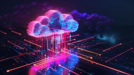 3d concept of big data cloud storage