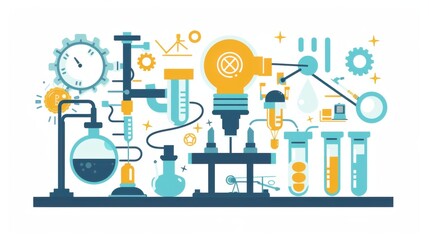 Flat design concept illustration with experimental thinking of idea lab.