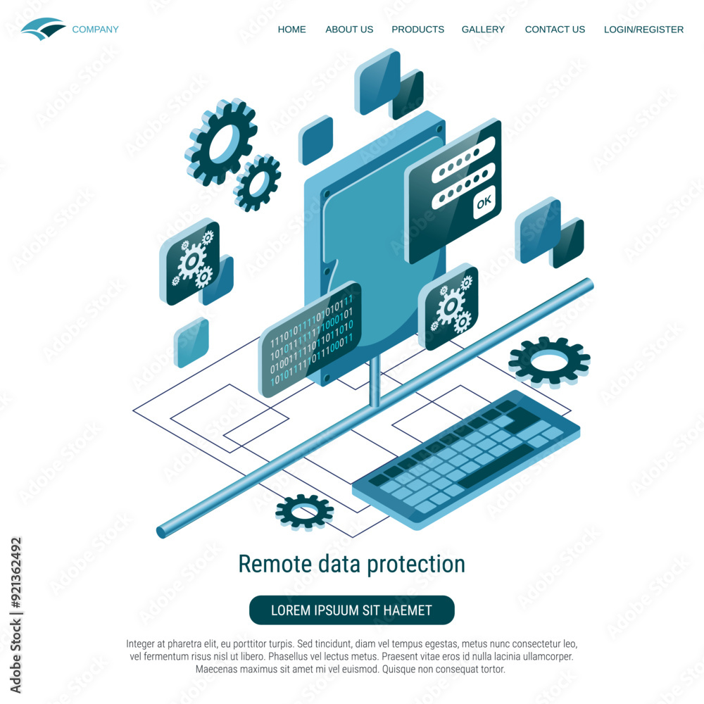 Canvas Prints remote data protection, information security flat 3d isometric vector concept illustration