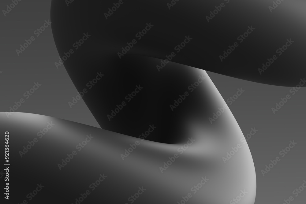 Wall mural abstract black and gray curves create a fluid design in a minimalist composition