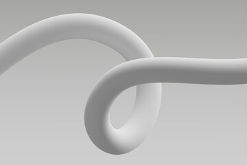 Abstract white sculpture creating fluid curves against a minimalist gray background