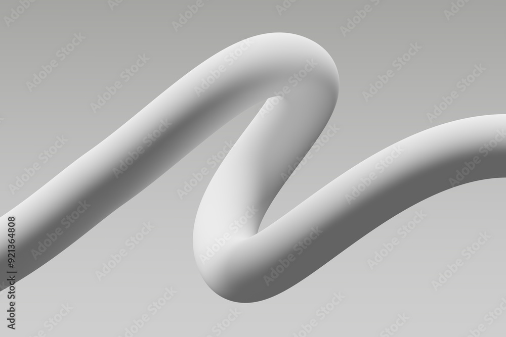 Wall mural curved white object on a gray background illustrating smooth lines and shapes