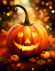 Fototapeta premium Smiling halloween pumpkin.