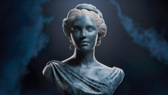 3D illustration of a Renaissance marble statue of Hera. She is the queen of the Gods, the Goddess of marriage and marital, Hera in Greek mythology, known as Juno in Roman mythology.