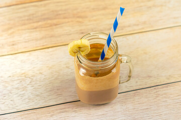 drink peanut better shake in a jar banana straw