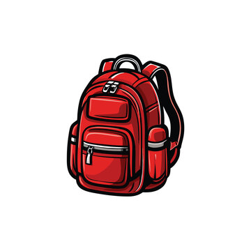 recommend clip art: A red school backpack with a white background.