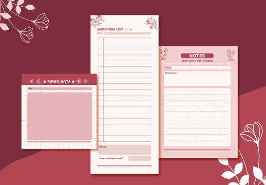 Elegant Floral Minimalist Planner and Checklist Template