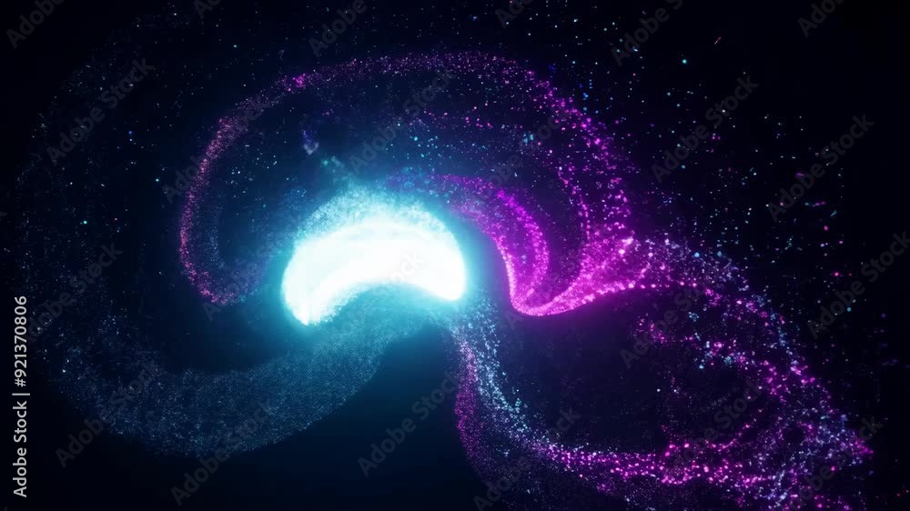 Aufkleber abstract colorful particle waves background. neon energy light flowing through dark space. futuristi