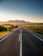 Open Road- A long, empty road stretching into the distance, offering space for text or travel-related products, symbolizing adventure and exploration