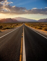Open Road- A long, empty road stretching into the distance, offering space for text or travel-related products, symbolizing adventure and exploration