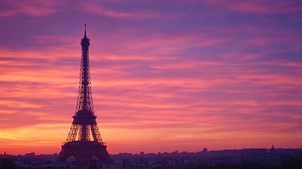 Obraz premium Sunset Over the Eiffel Tower