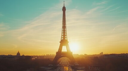 Sunset over the Eiffel Tower