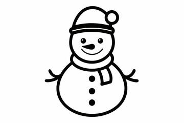 Black line art Christmas snowman silhouette