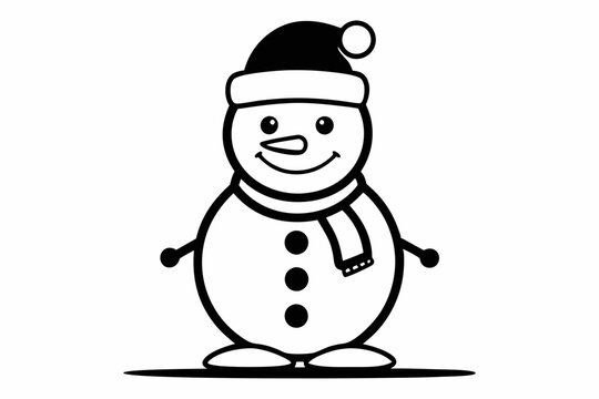 recommend clip art: Black line art Christmas snowman silhouette