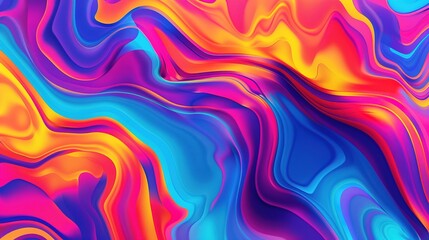 Obraz premium Colorful abstract waves swirl together in vibrant hues of blue, orange, and pink creating a dynamic pattern