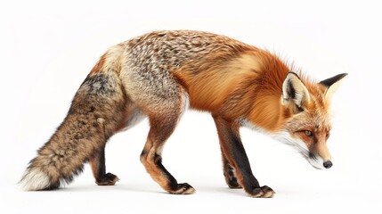 Obraz premium Red fox walking gracefully against a plain background