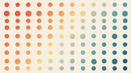Colorful gradient dots in a grid pattern on a light background